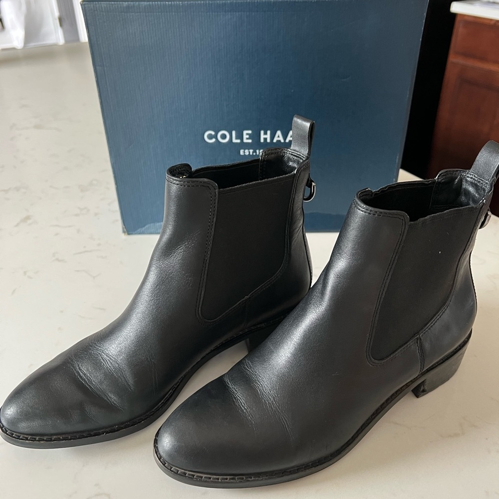 Cole Haan Newburg black leather boots
